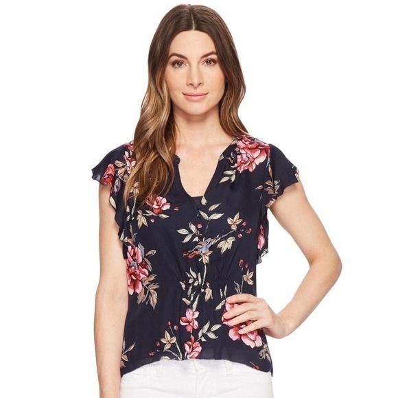 Joie Tops - JOIE Crisbell Silk Floral Flutter Sleeve Blouse Small